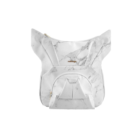 ホワイトマーブルブルドッグ＿バックパック - ORIBAGU折り紙バッグ