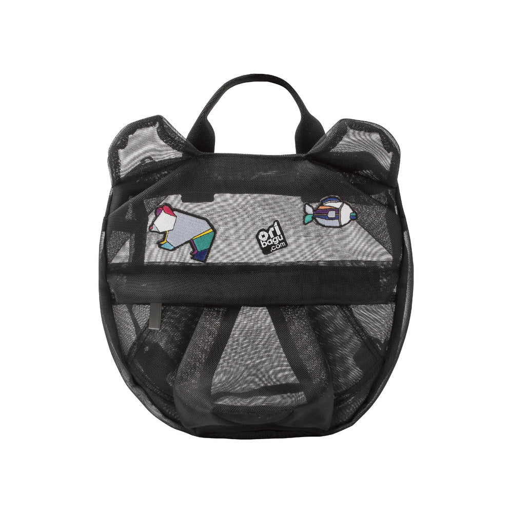 ORIBAGU 猫 メッシュ リュック ミニバッグ ブラック 2WAY 黒 ORIBAGU折り紙バッグ＿MESH